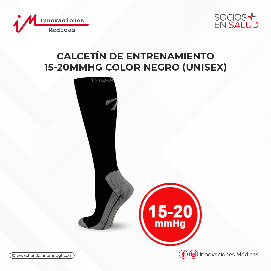 Calcetín de entrenamiento 15-20mmHg color Negro (Unisex)