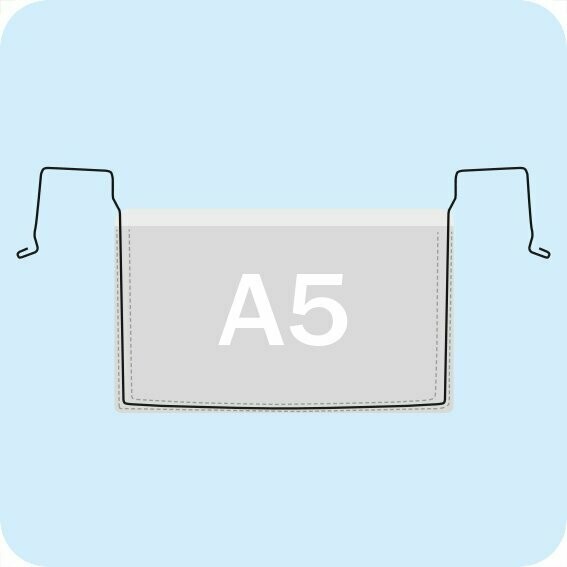 Drahtbügeltasche DIN A5 Querformat ohne Klappe - Transparent