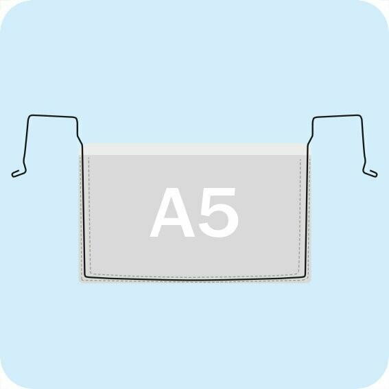 Drahtbügeltasche DIN A5 Querformat ohne Klappe - Transparent