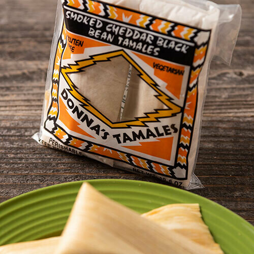 Smoked Cheddar with Black Bean Tamale