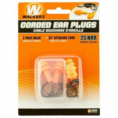 Walker’s Corded Ear Plugs 2pk