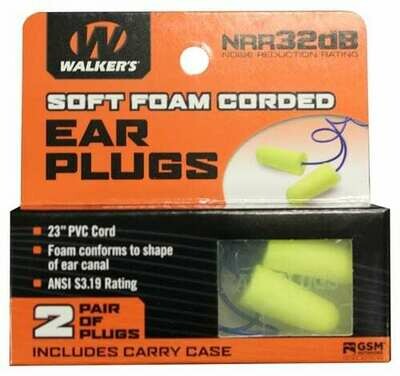 Walker’s Soft Foam Corded Ear Plugs 2pk