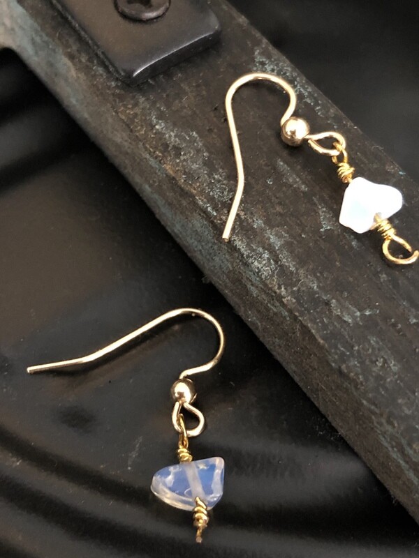 14k gold stone drop earrings