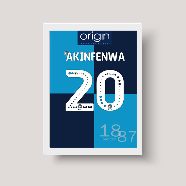 Personalised Name/Number Wycombe Wanderers 2018-2020 Home Matte Print A4 Frameable