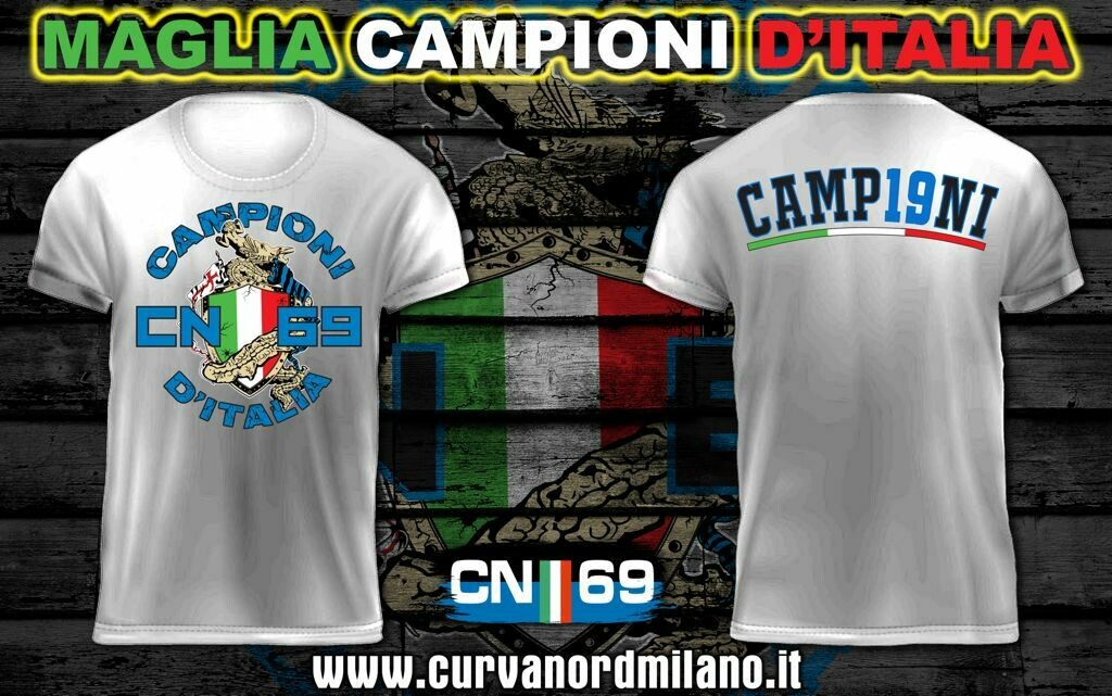 Adulto - Bambino Inter MAESTRI DEL CALCIO T-Shirt Bianca Curva Nord 69 Milano F.C