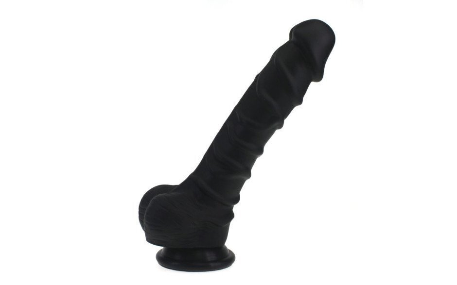 X-MEN - Realistic Dildo w/ Ridged Shaft and Balls - Black