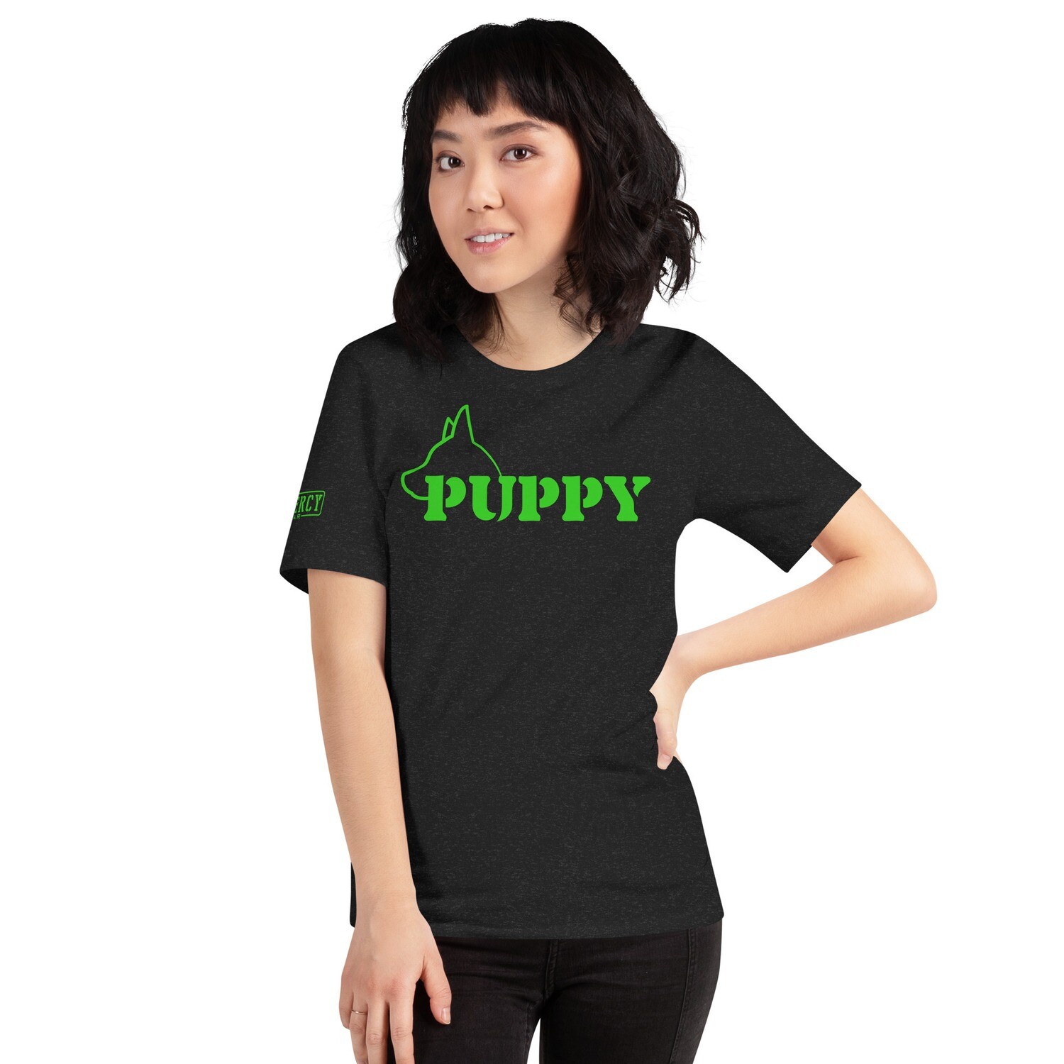 Puppy Face TShirt Green, Size: XS