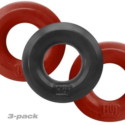 Hunkyjunk - Cockrings 3pc - Red/Tar Ice