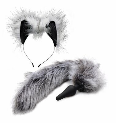 Tailz - Grey Wolf Tail Anal Plug & Ears Set