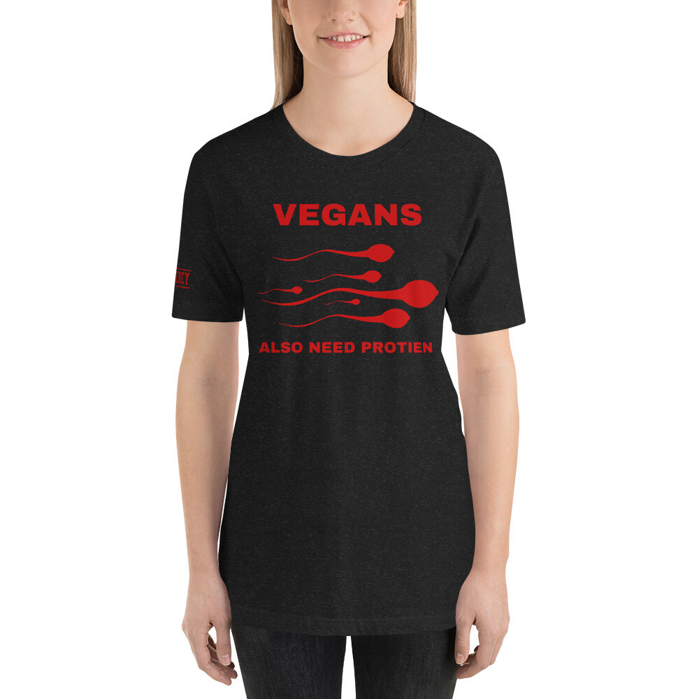 Vegans Also Need Protien TShirt Red, Size: XS