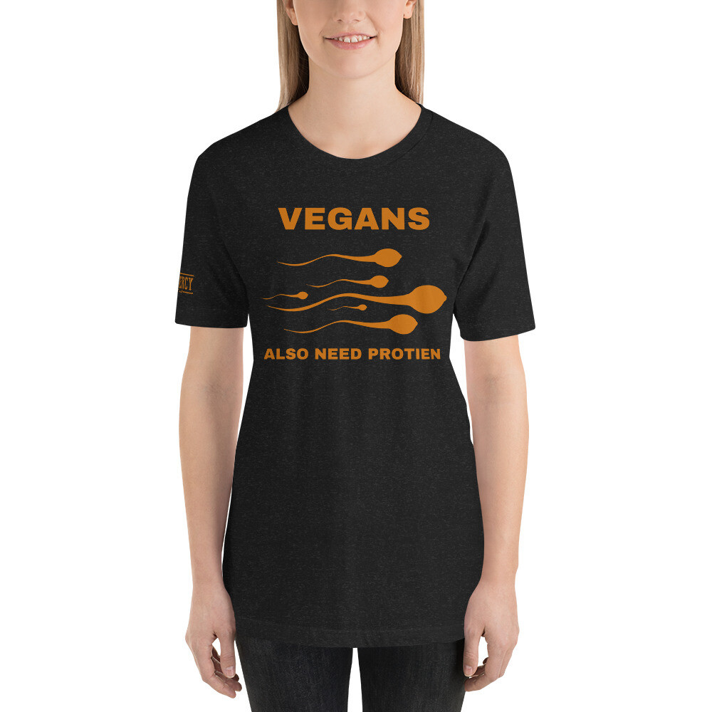 Vegans Also Need Protien TShirt Orange, Size: XS