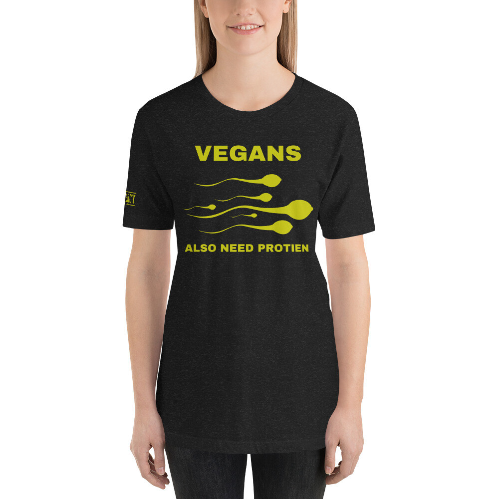 Vegans Also Need Protien TShirt Yellow, Size: XS