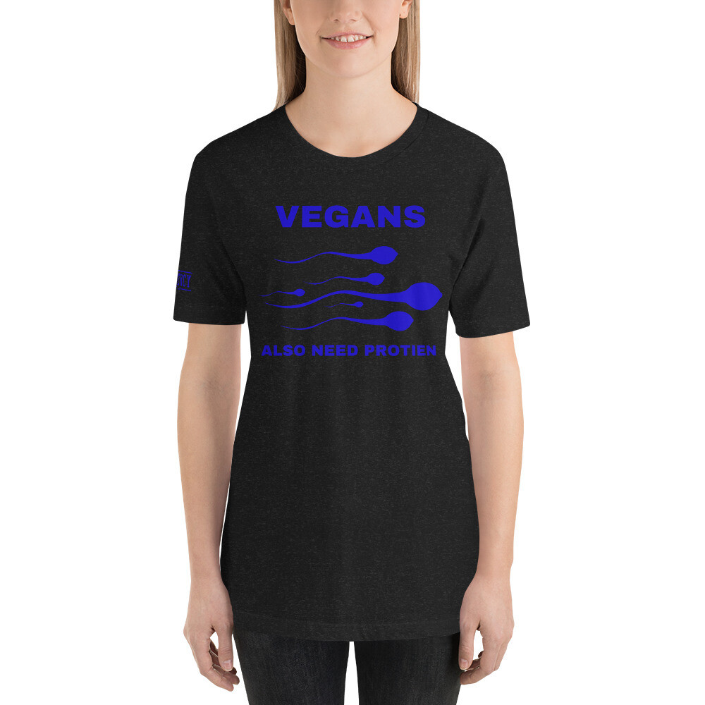 Vegans Also Need Protien TShirt Royal Blue, Size: XS