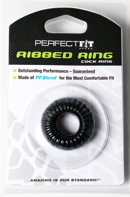 Perfect Fit - Ribbed Cock Ring - Black