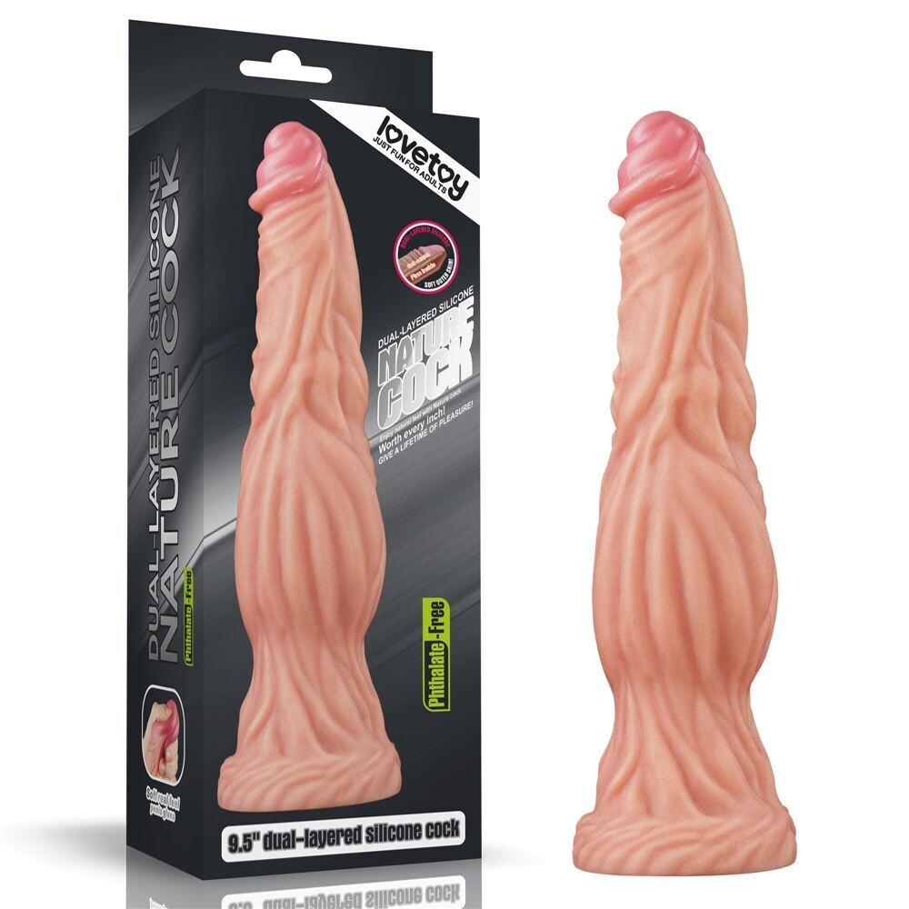 Lovetoy - Dual Layered Silicone Dildo - 9.5"