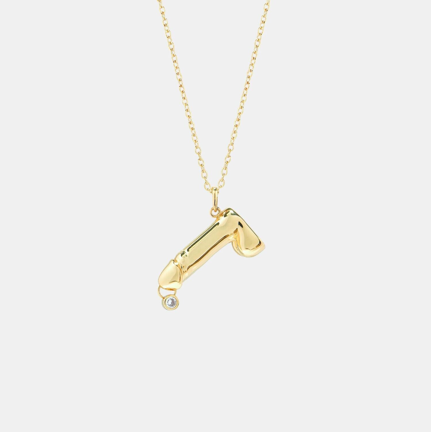 Hoemo World - Diamond Drip Dick Pendant Necklace - Gold