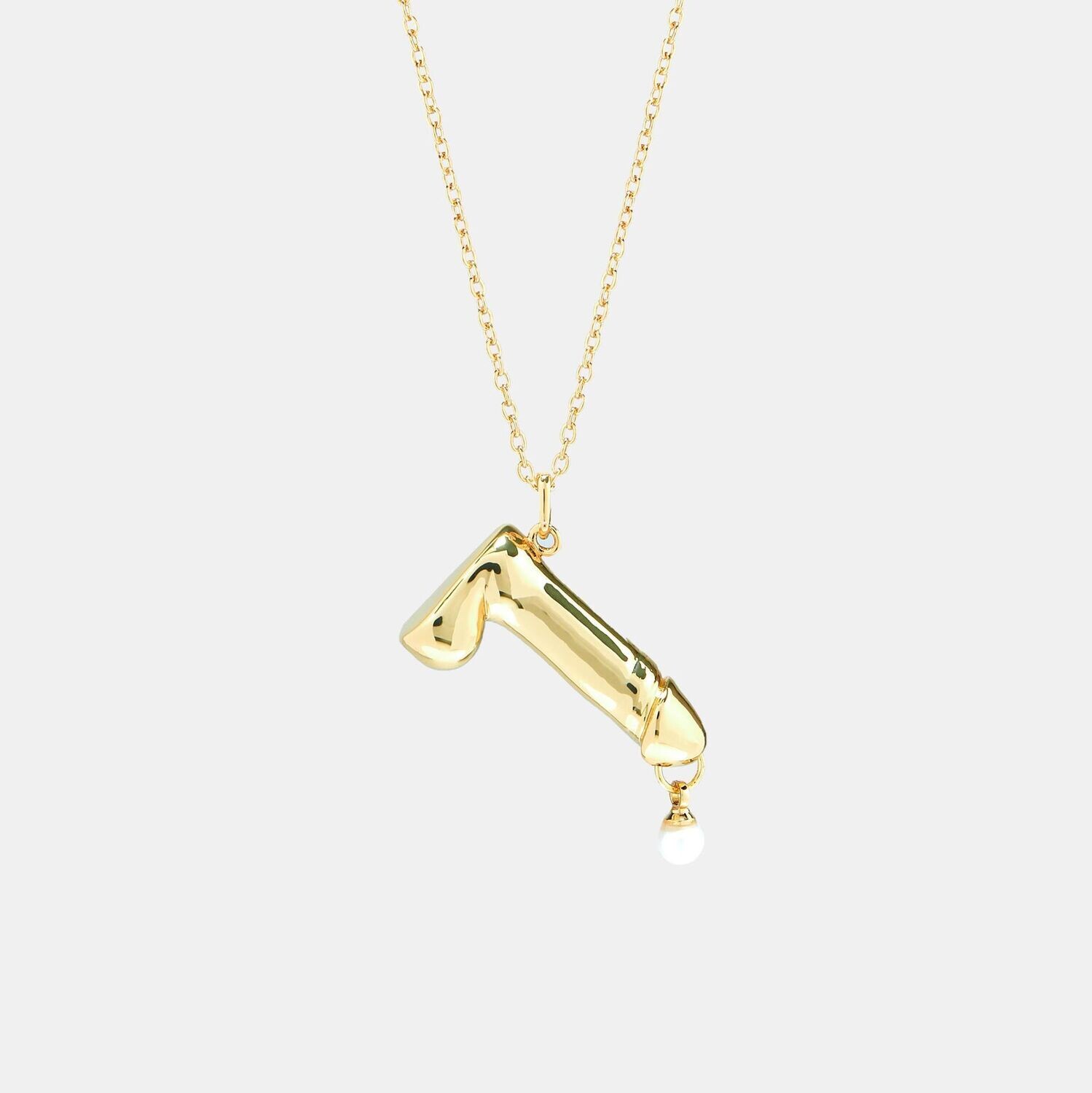 Hoemo World - Pearl Drip Dick Pendant Necklace - Gold