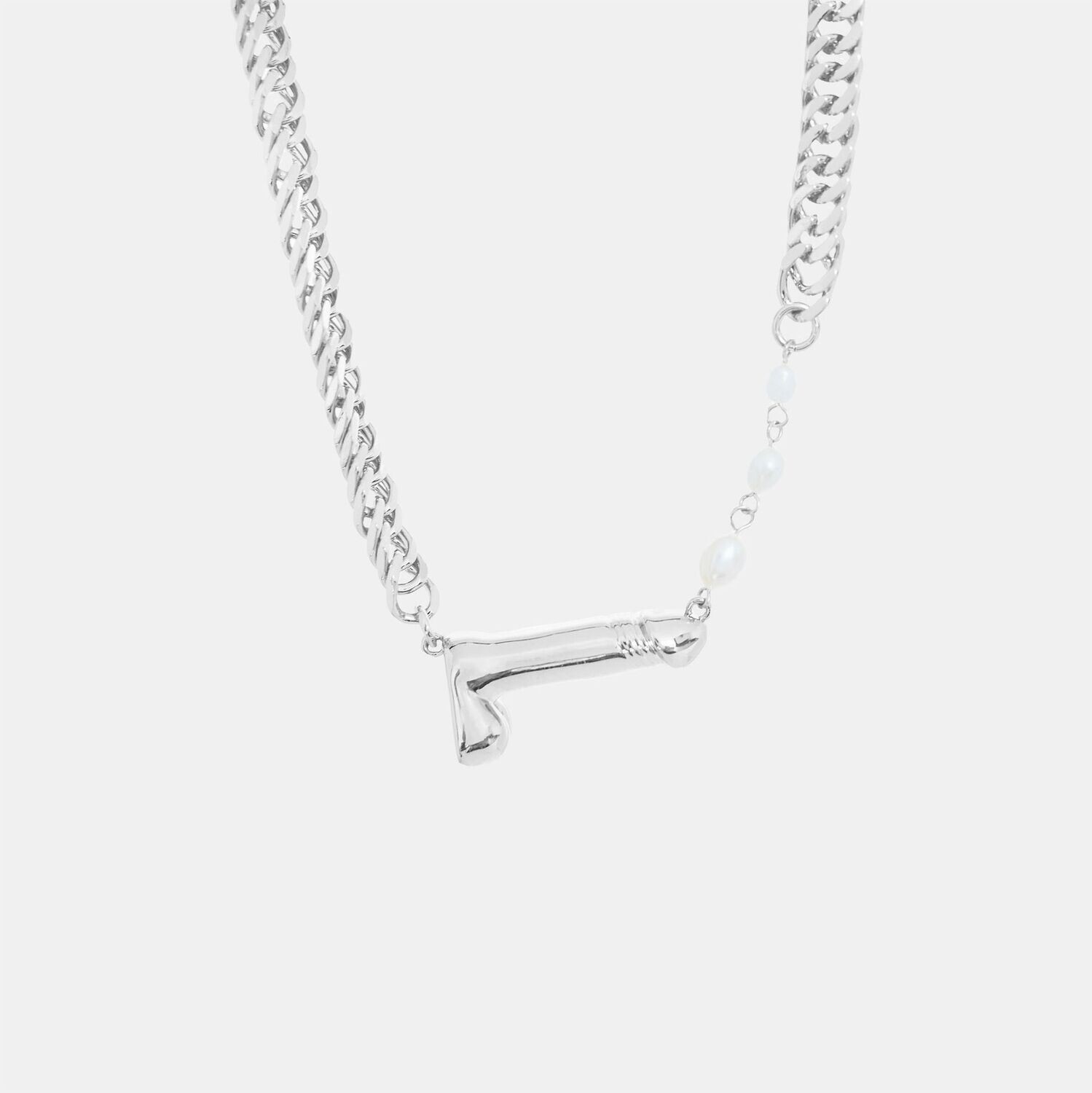 Hoemo World - Pearl Shooter Dick Chunky Pendant Necklace - Silver