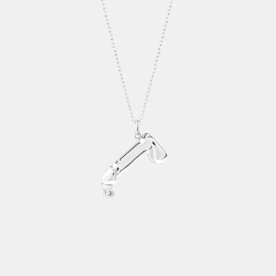 Hoemo World - Diamond Drip Dick Pendant Necklace - Silver