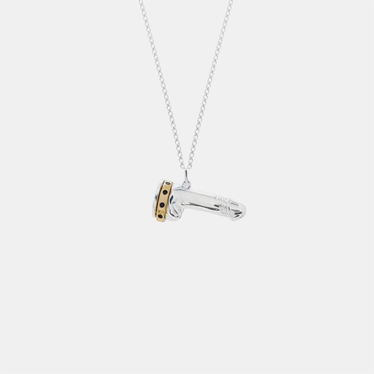 Hoemo World - Spinning Diamond Cock Ring Pendant Necklace - Silver