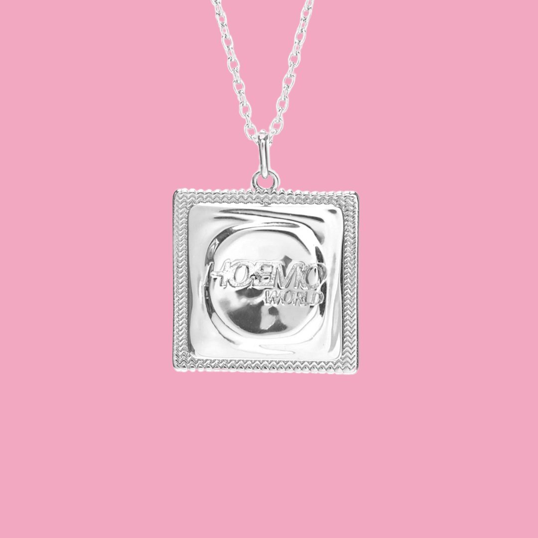 Hoemo World - Condom Pendant Necklace - Silver