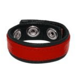 No Mercy Gear - Leather Cock Ring Strap - Red/Black