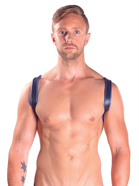 Mister B - Premium Leather Sling Harness - Blue/Black