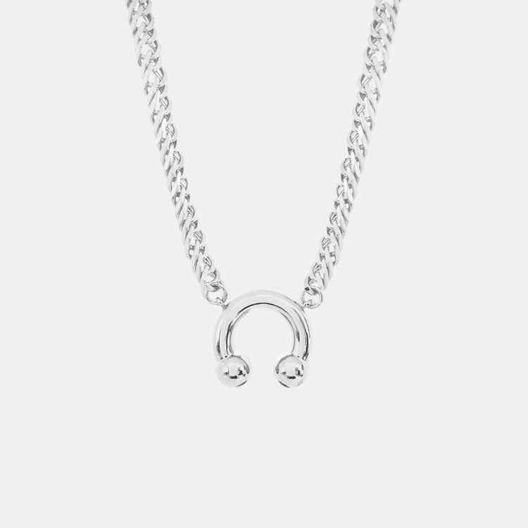 Hoemo World - Prince Albert Pendant Chunky Necklace - Silver