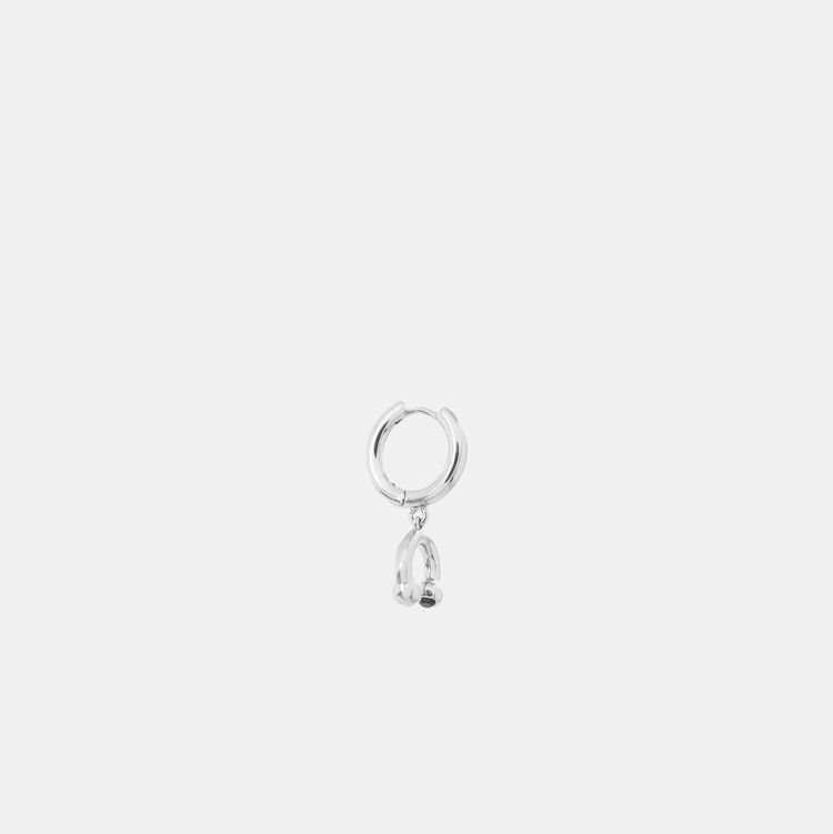 Hoemo World - Prince Albert Drop Hoop Earring - Silver