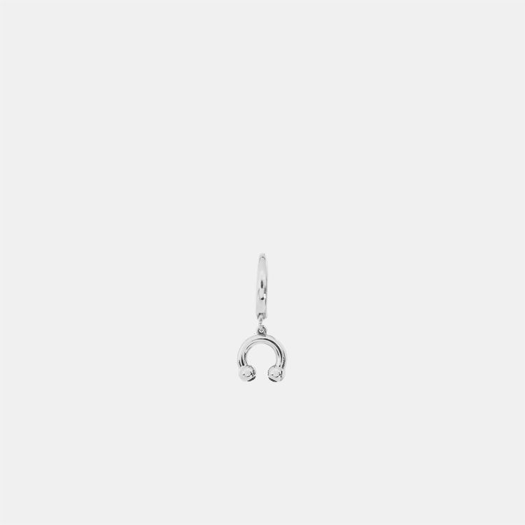 Hoemo World - Prince Albert Drop Hoop Earring - Silver