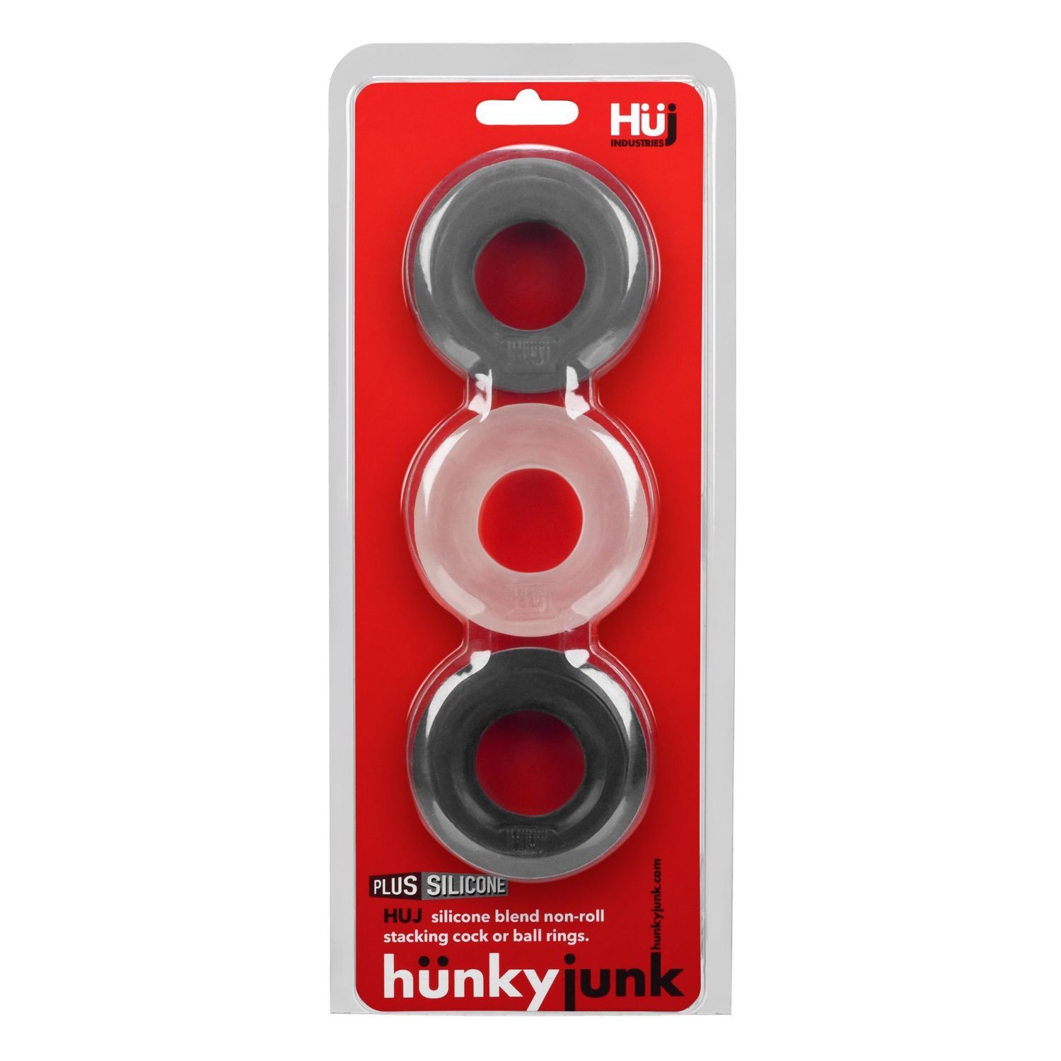 Hunkyjunk - HUJ C-Ring 3-pack - Grey/Ice/Tar Hunkyjunk - HUJ C-Ring 3-pack - Grey/Ice/Tar