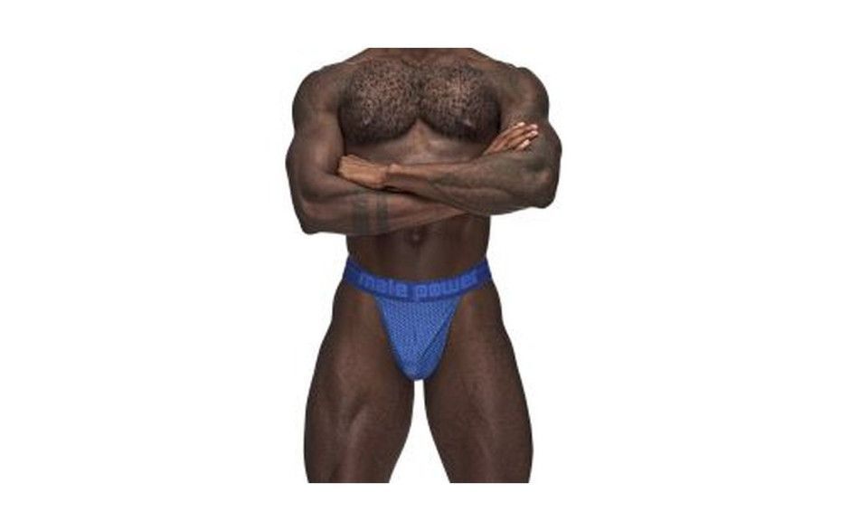Male Power - Sexagon Micro V Thong - Blue Male Power - Sexagon Micro V Thong - Blue