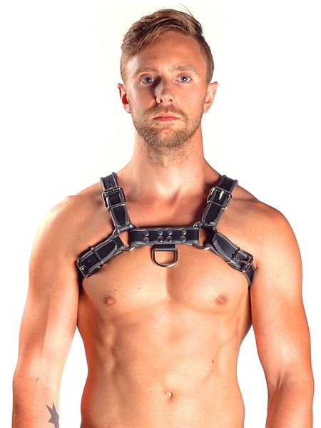 Mister B - Leather Chest Harness - Grey/Black