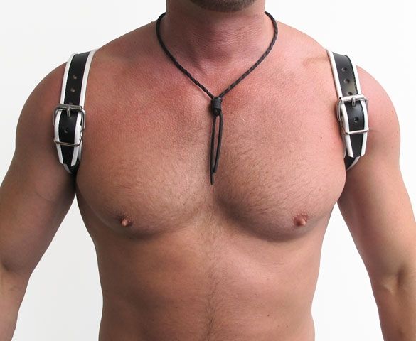Mister B - Leather Halter Harness - White/Black