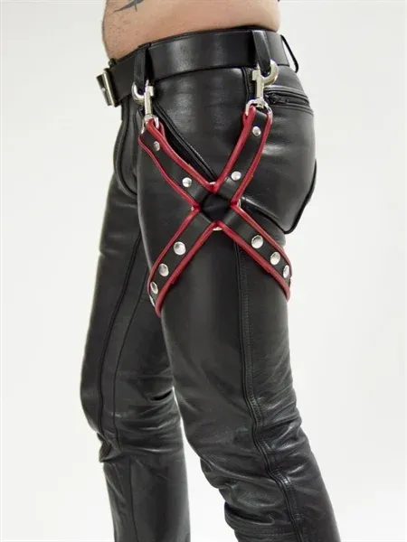 Mister B - Leather Leg Harness - Red Mister B - Leather Leg Harness - Red