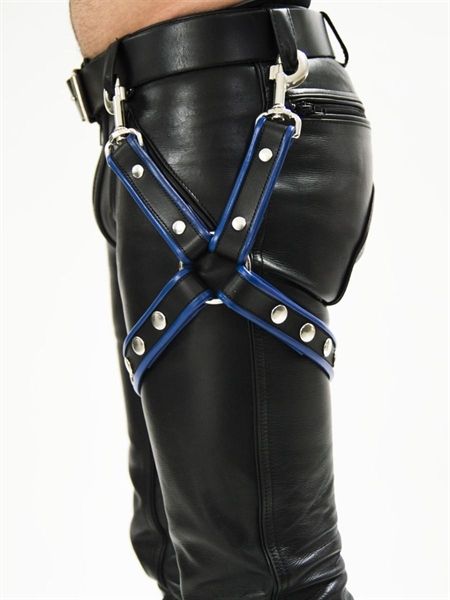 Mister B - Leather Leg Harness - Blue
