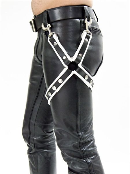Mister B - Leather Leg Harness - White Mister B - Leather Leg Harness - White