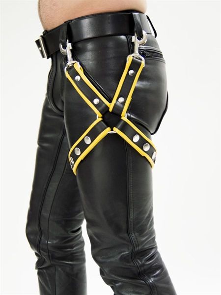 Mister B - Leather Leg Harness - Yellow Mister B - Leather Leg Harness - Yellow