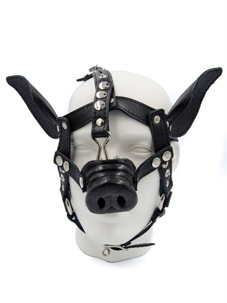 Mister B - Leather Pig Head Harness - Black Mister B - Leather Pig Head Harness - Black