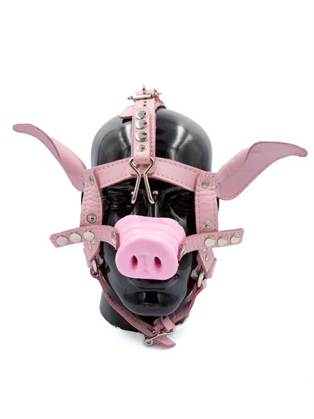 Mister B - Leather Pig Head Harness - Pink Mister B - Leather Pig Head Harness - Pink