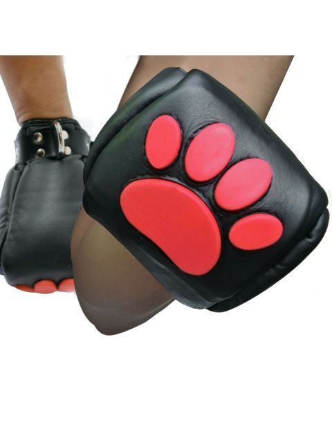 Mister B - Leather Puppy Paws - Black Red