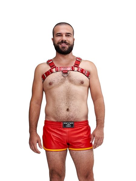 Mister B - Leather Saddle Chest Harness - Red