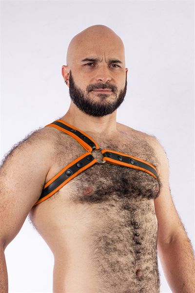 Mister B - Neoprene Triangle Harness - Orange/Black Mister B - Neoprene Triangle Harness - Orange/Black