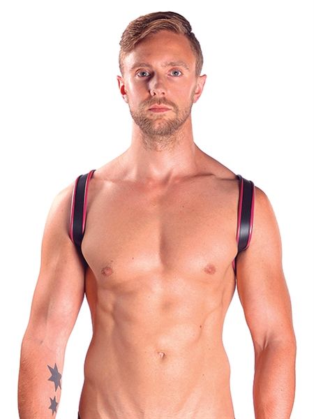Mister B - Premium Leather Sling Harness - Red/Black