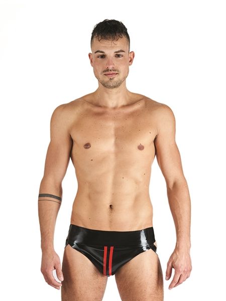 Mister B - Rubber Jock Strap - Black/Red