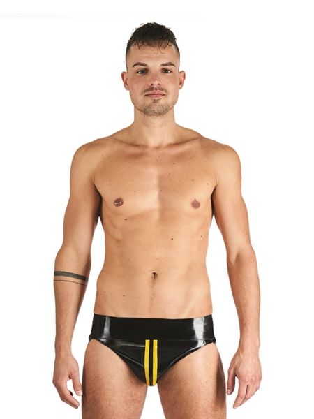 Mister B - Rubber Jock Strap - Black/Yellow Mister B - Rubber Jock Strap - Black/Yellow