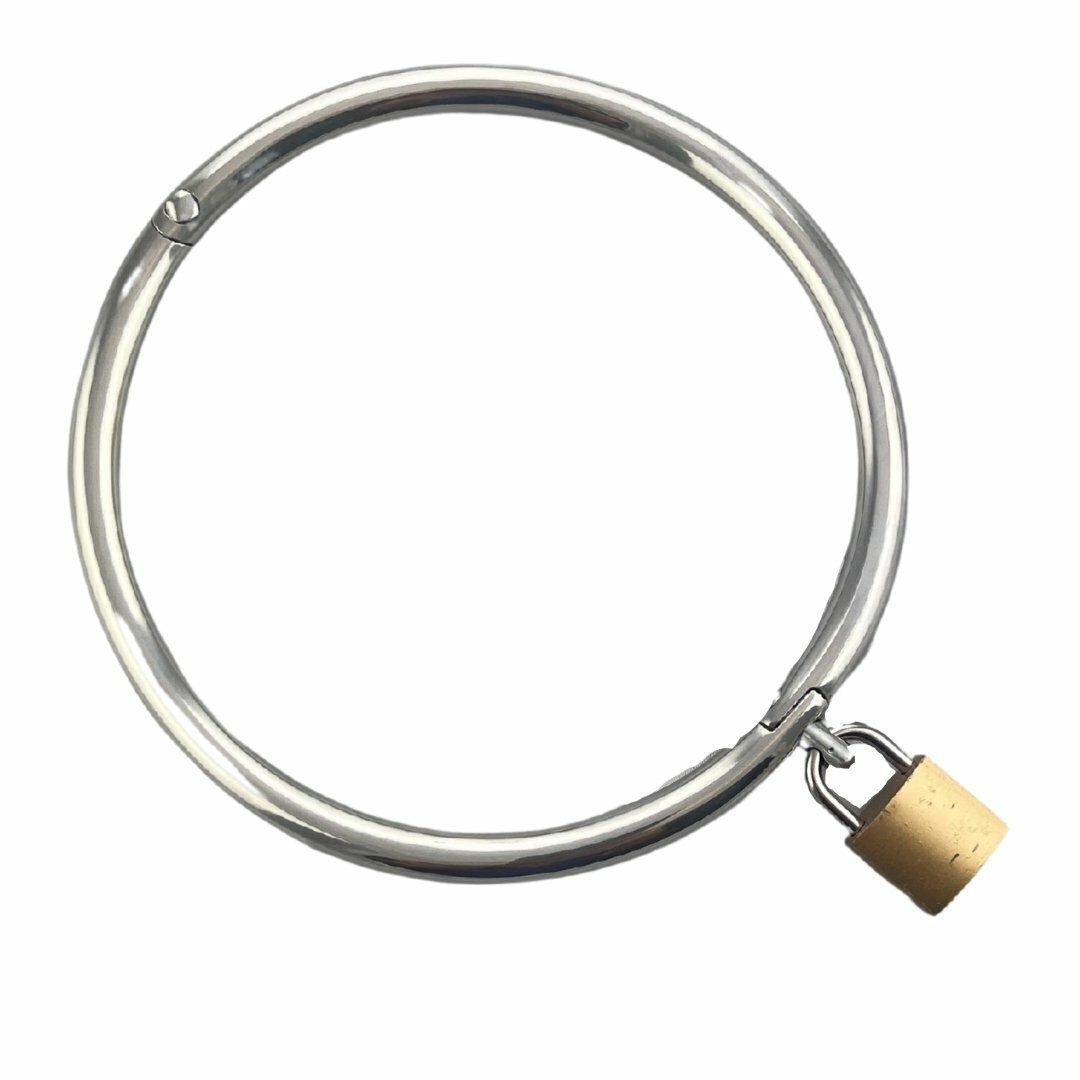 No Mercy Steel - Stainless Steel Slave Collar Ring with Padlock