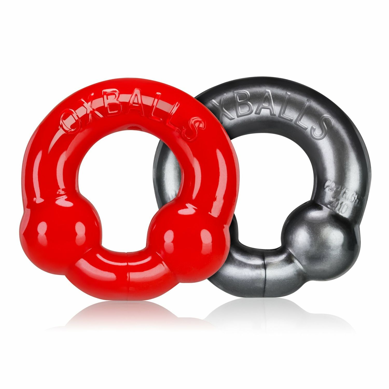OxBalls - Ultraballs 2 Pack Cockring - Steel And Red OxBalls - Ultraballs 2 Pack Cockring - Steel And Red