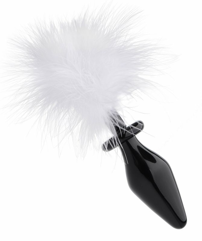 Tailz - White Fluffy Bunny Tail w/ Glass Anal Plug