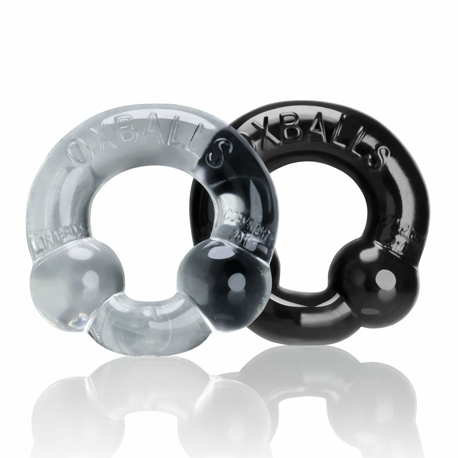 OxBalls - Ultraballs 2 Pack Cockring - Black And Clear OxBalls - Ultraballs 2 Pack Cockring - Black And Clear